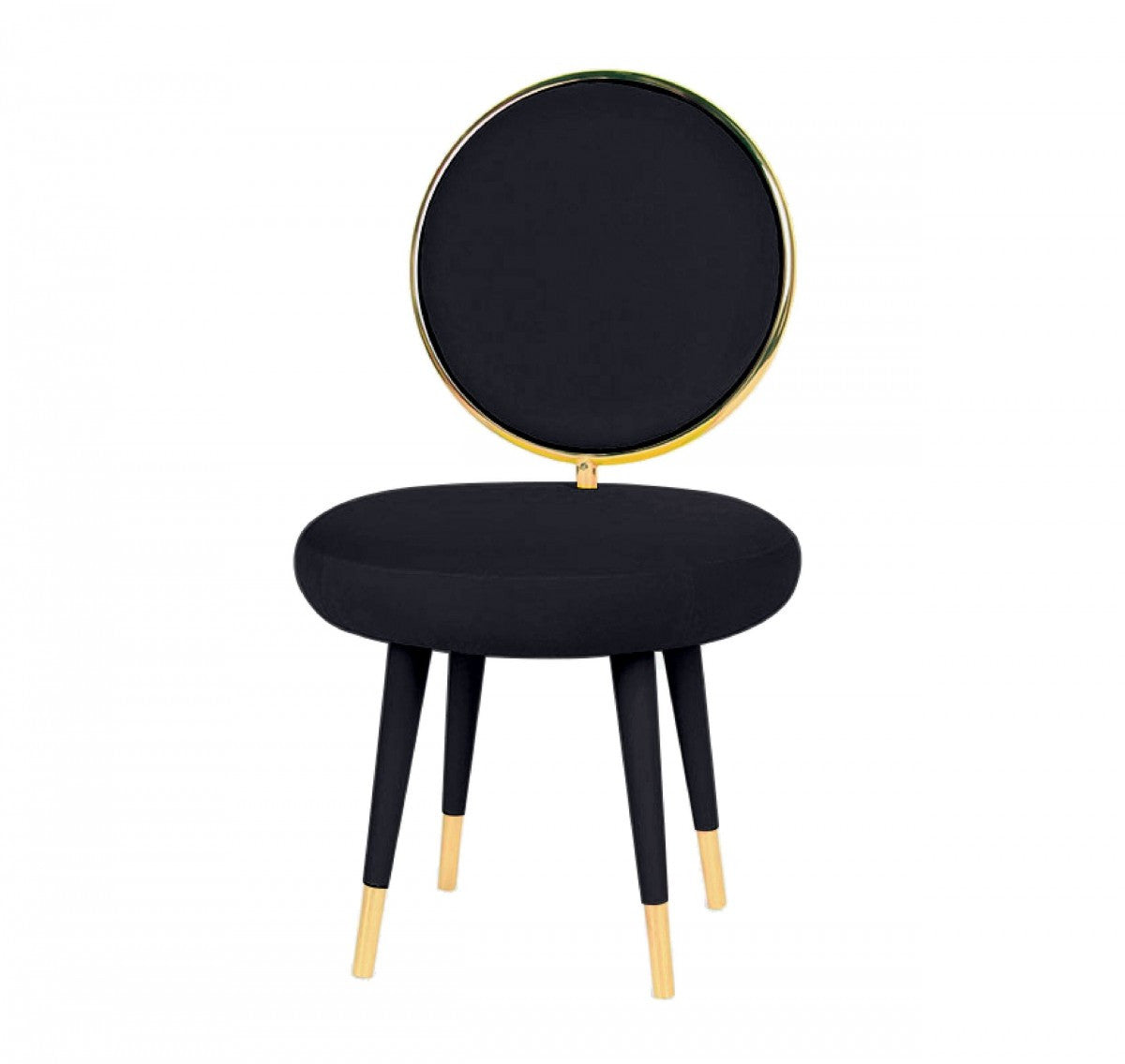 Set Of Two 21" Black Velvet And Black And Gold Solid Color Side Chair By Homeroots | Armchairs | Modishstore
