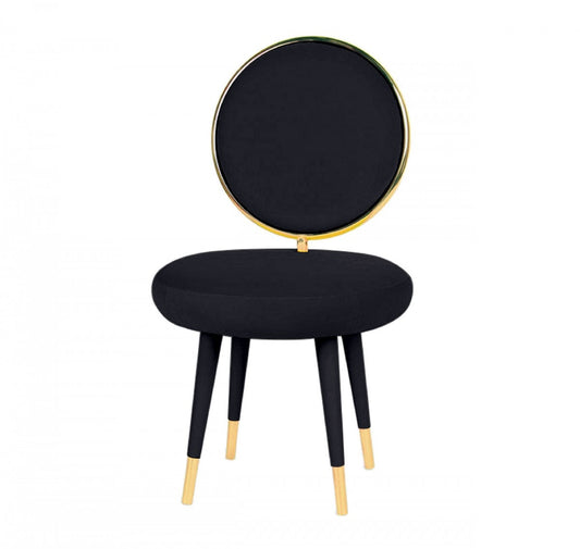 Set Of Two 21" Black Velvet And Black And Gold Solid Color Side Chair By Homeroots | Armchairs | Modishstore