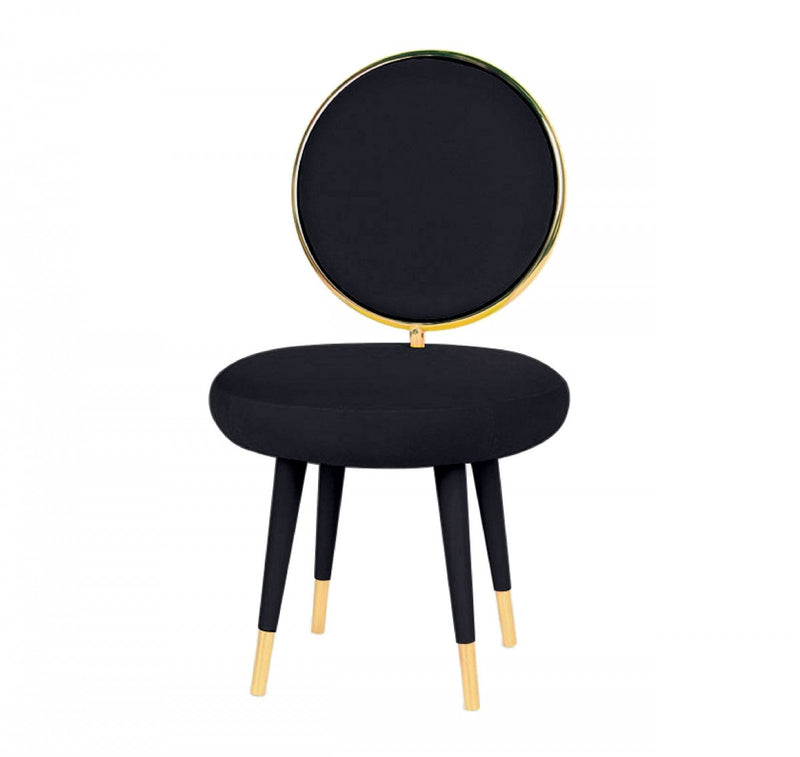 Set Of Two 21" Black Velvet And Black And Gold Solid Color Side Chair By Homeroots | Armchairs | Modishstore