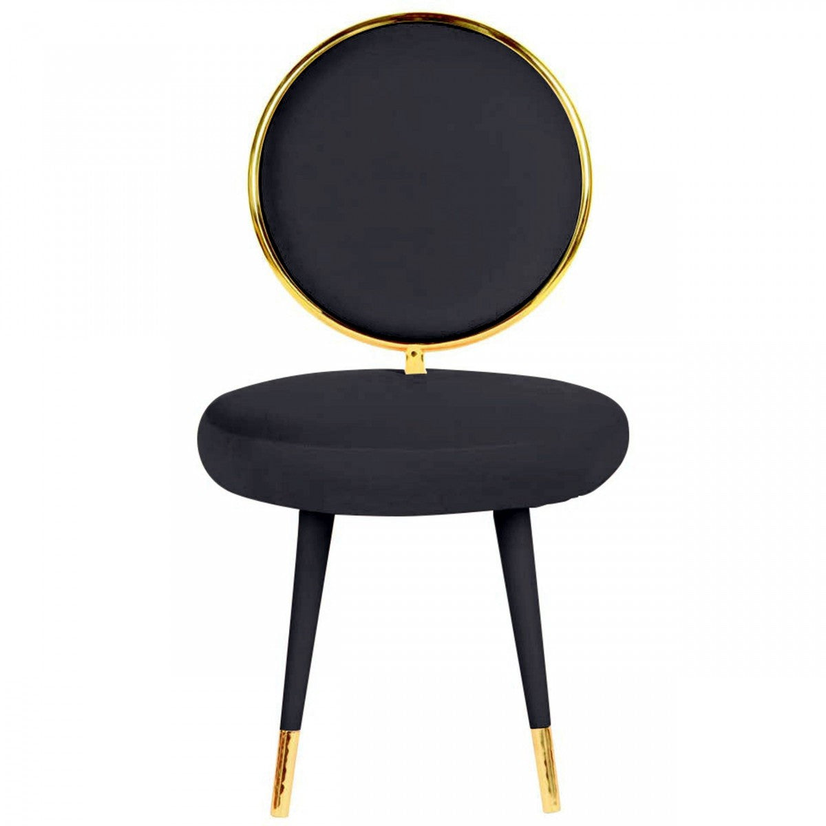 Set Of Two 21" Black Velvet And Black And Gold Solid Color Side Chair By Homeroots | Armchairs | Modishstore - 2