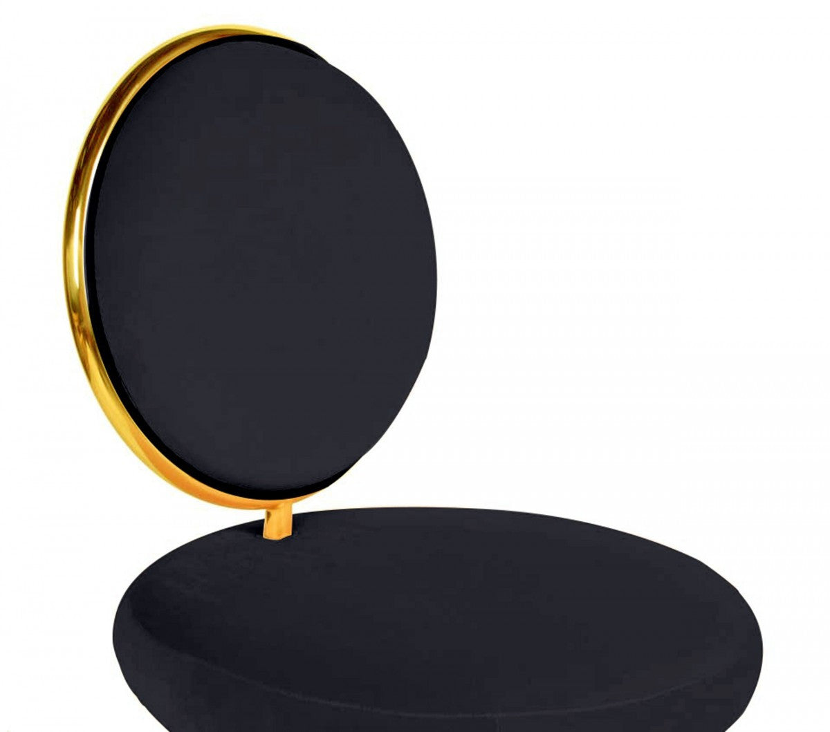 Set Of Two 21" Black Velvet And Black And Gold Solid Color Side Chair By Homeroots | Armchairs | Modishstore - 4