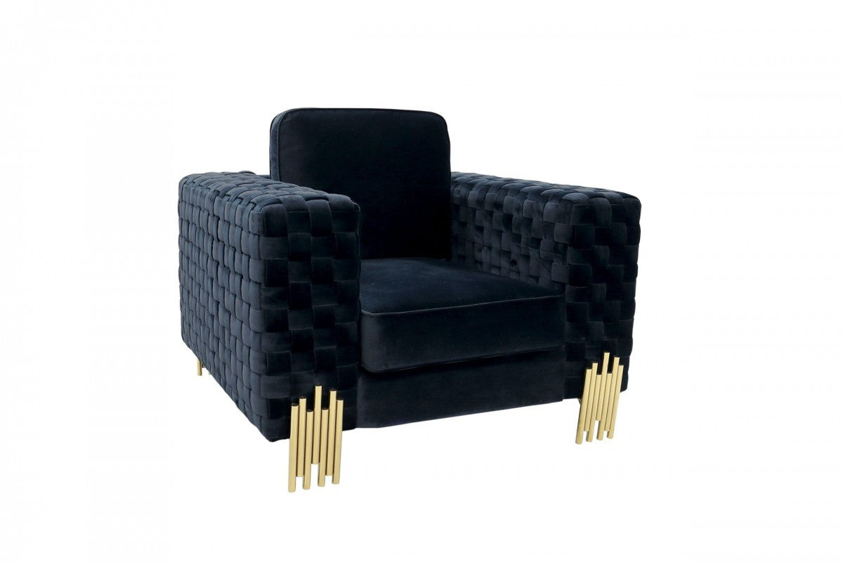 38" Dark Beige Velvet And Gold Exposed Back Accent Chair By Homeroots | Armchairs | Modishstore - 2