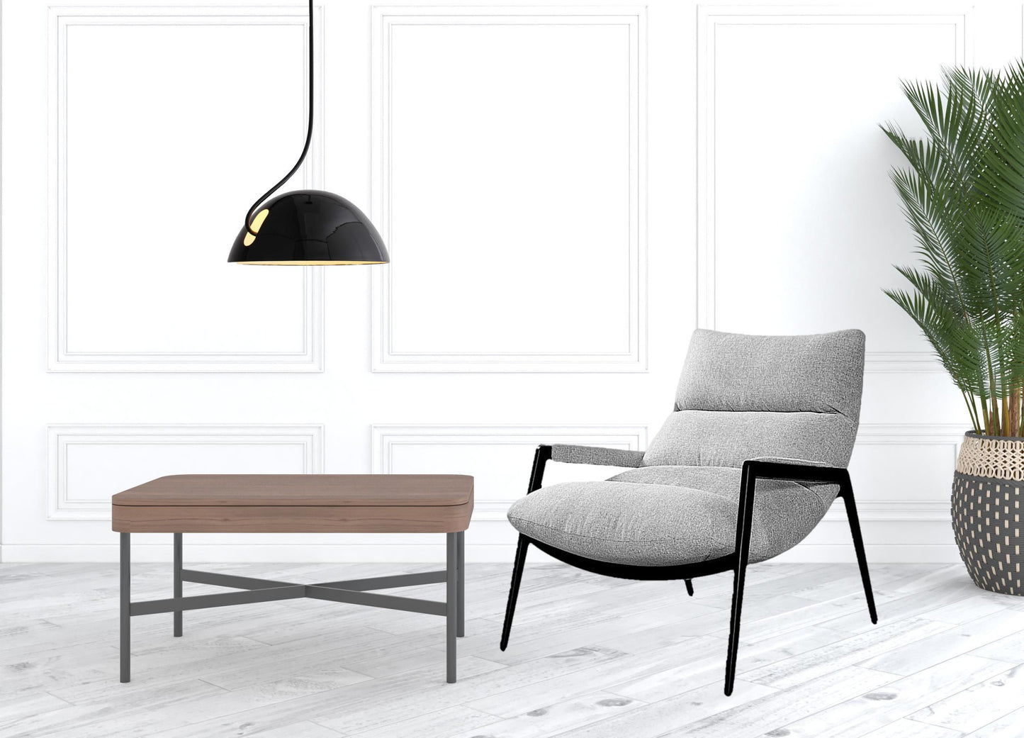 32" Grey 100% Polyester And Black Solid Color Arm Chair By Homeroots | Armchairs | Modishstore - 3