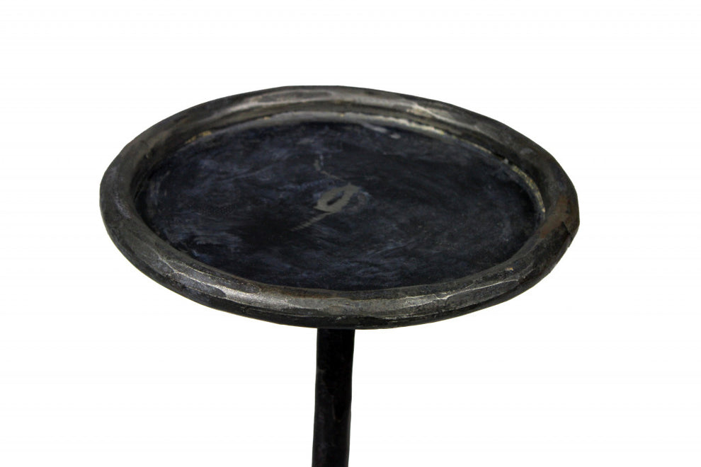 23" Black Iron Pedestal Round End Table By Homeroots | End Tables | Modishstore - 3