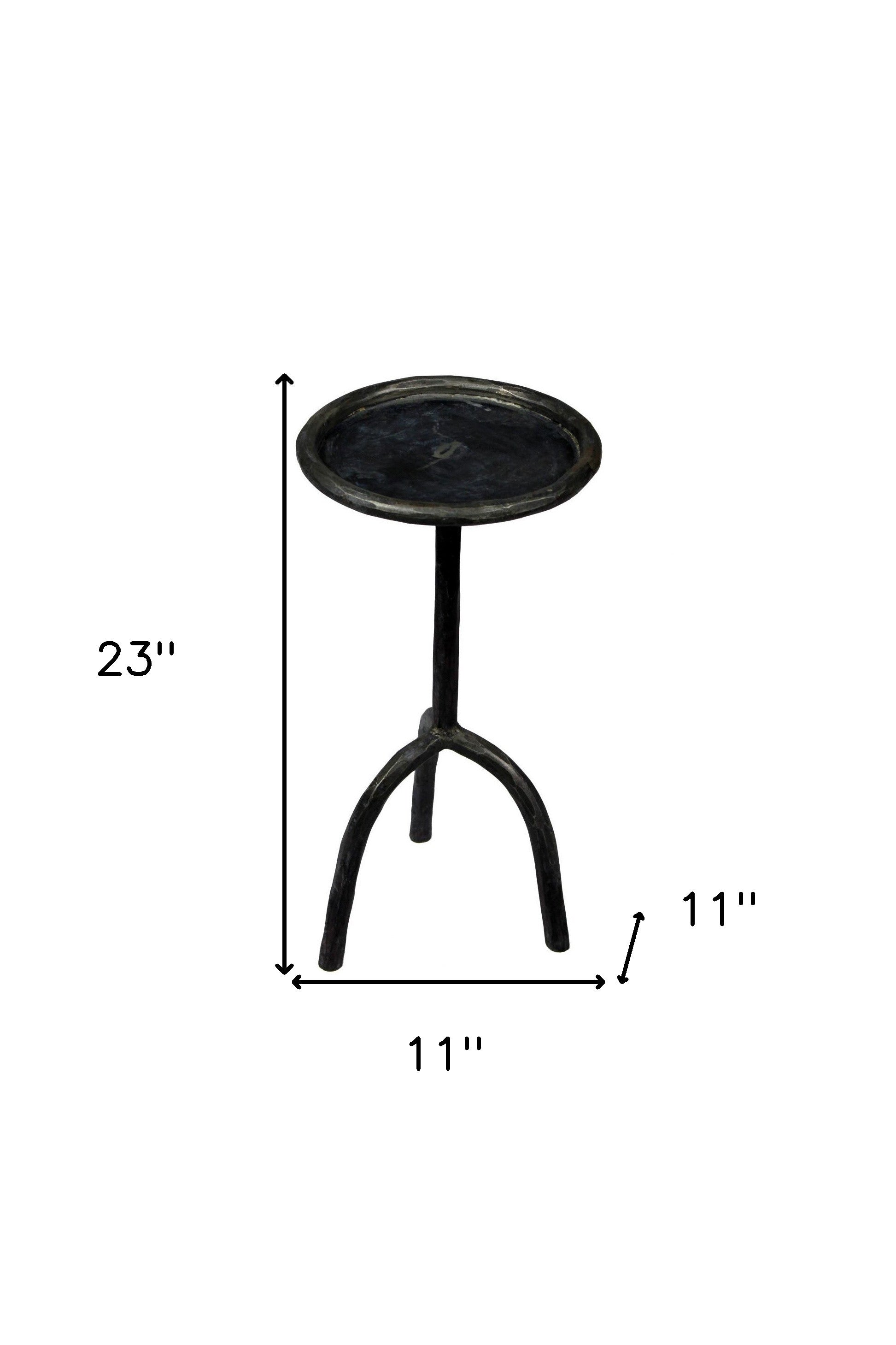23" Black Iron Pedestal Round End Table By Homeroots | End Tables | Modishstore - 5