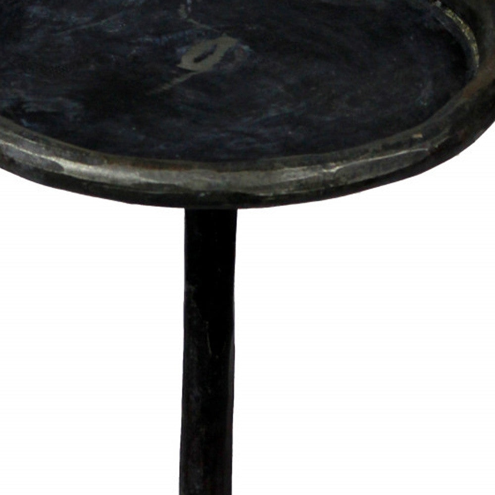 23" Black Iron Pedestal Round End Table By Homeroots | End Tables | Modishstore - 4