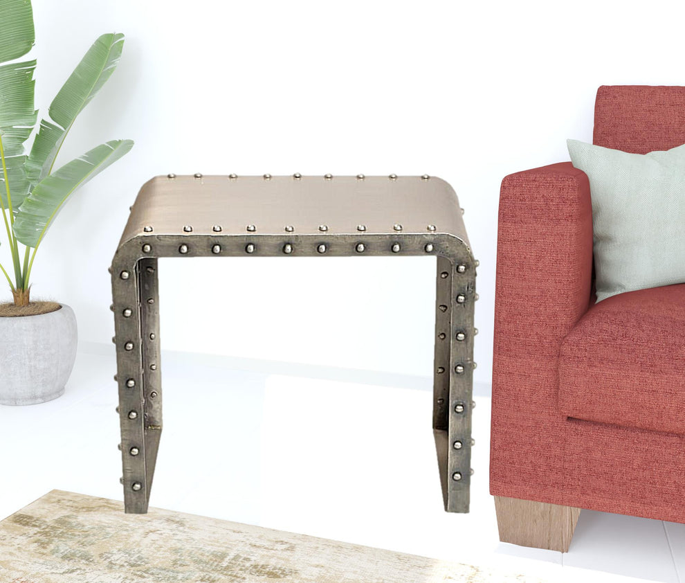 20" Gold Metal Rectangular End Table By Homeroots | End Tables | Modishstore - 3