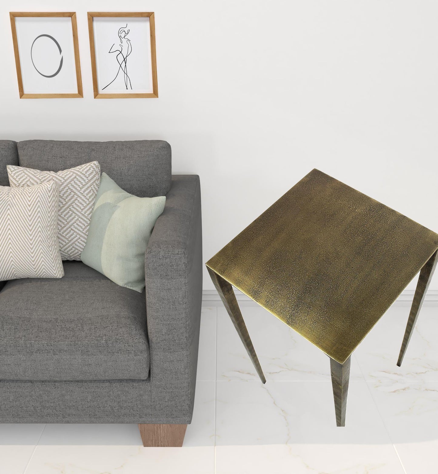 24" Brass Iron Square End Table By Homeroots | End Tables | Modishstore - 3