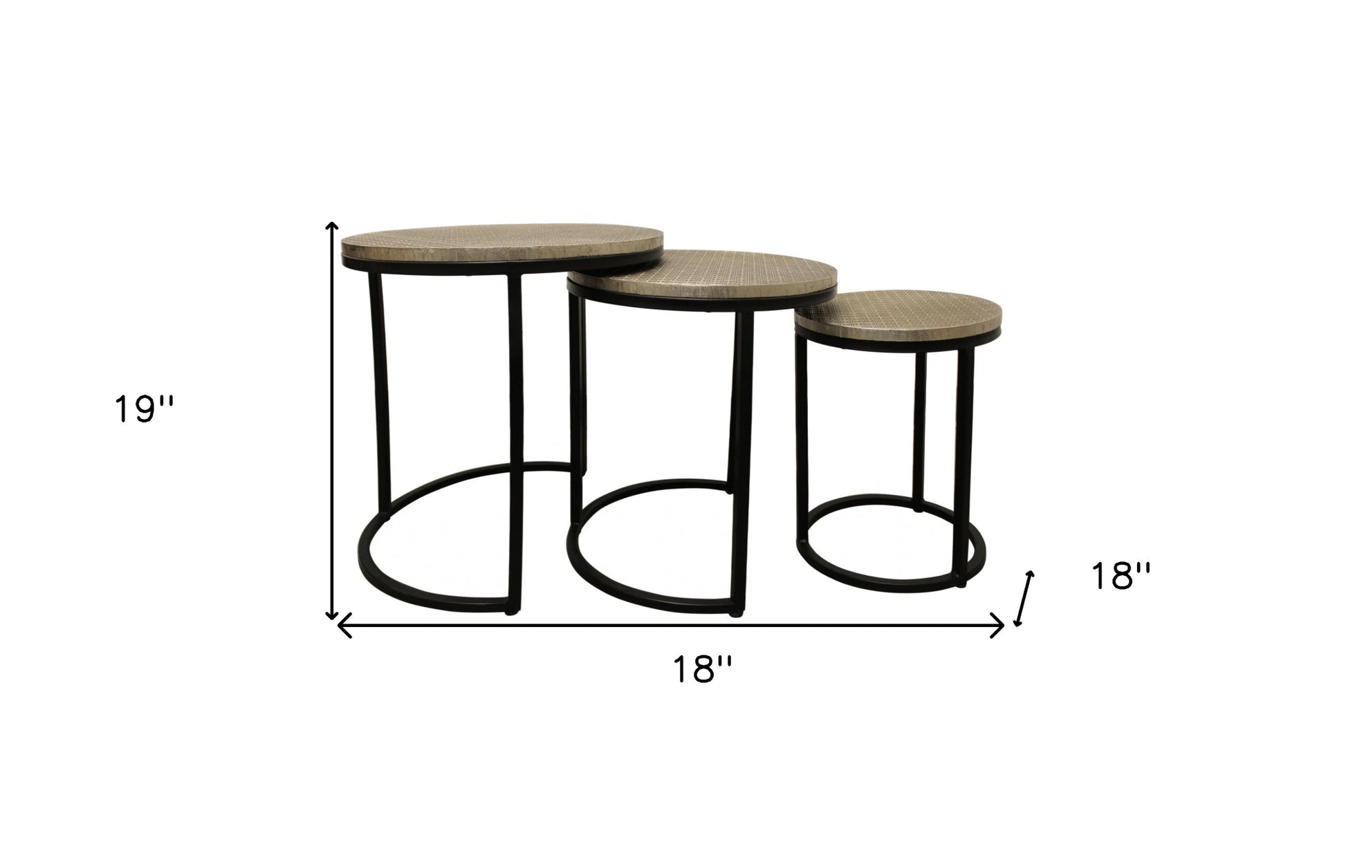 Set Of Three 19" Black And Silver Round Nested Tables By Homeroots | End Tables | Modishstore - 9