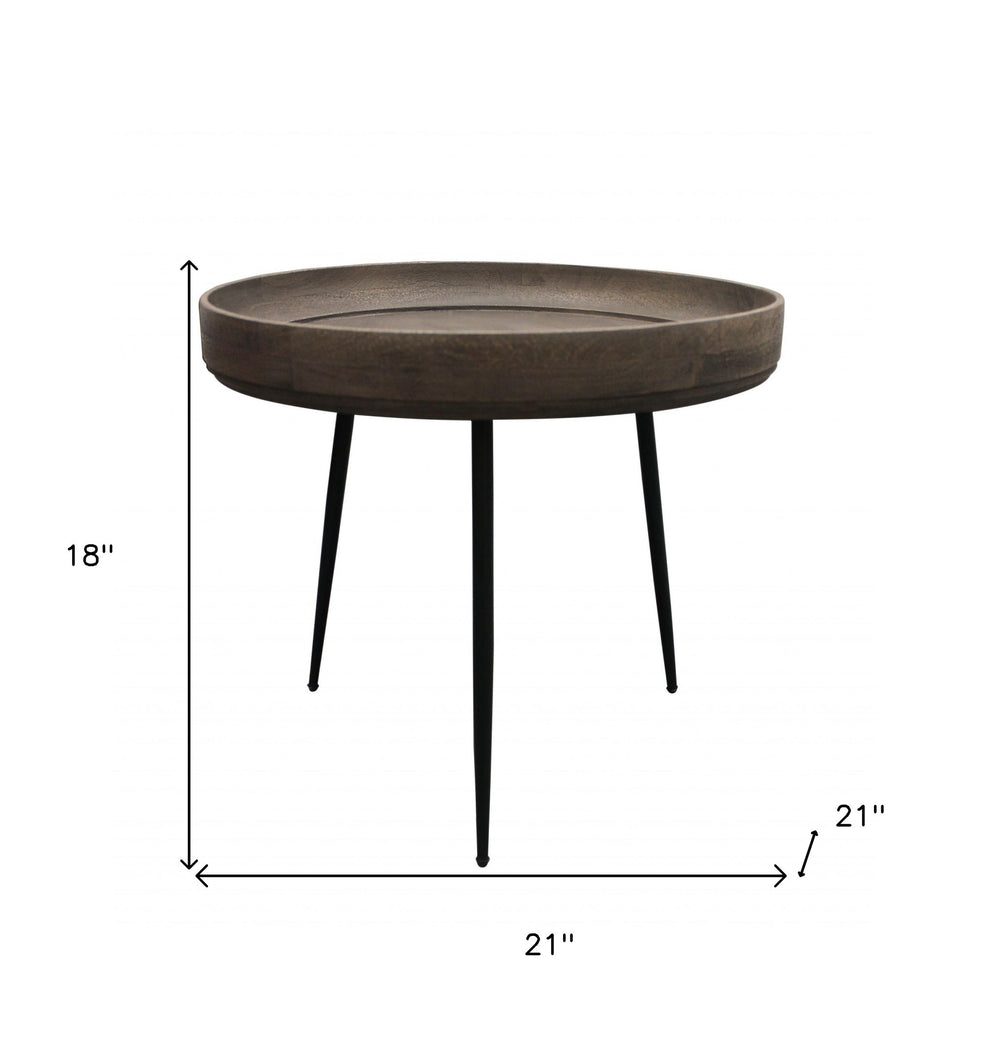 18" Black And Gray Solid Wood And Iron Round End Table By Homeroots | End Tables | Modishstore - 8