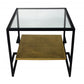 22" Bronze And Clear Glass And Iron Square End Table With Shelf By Homeroots | End Tables | Modishstore