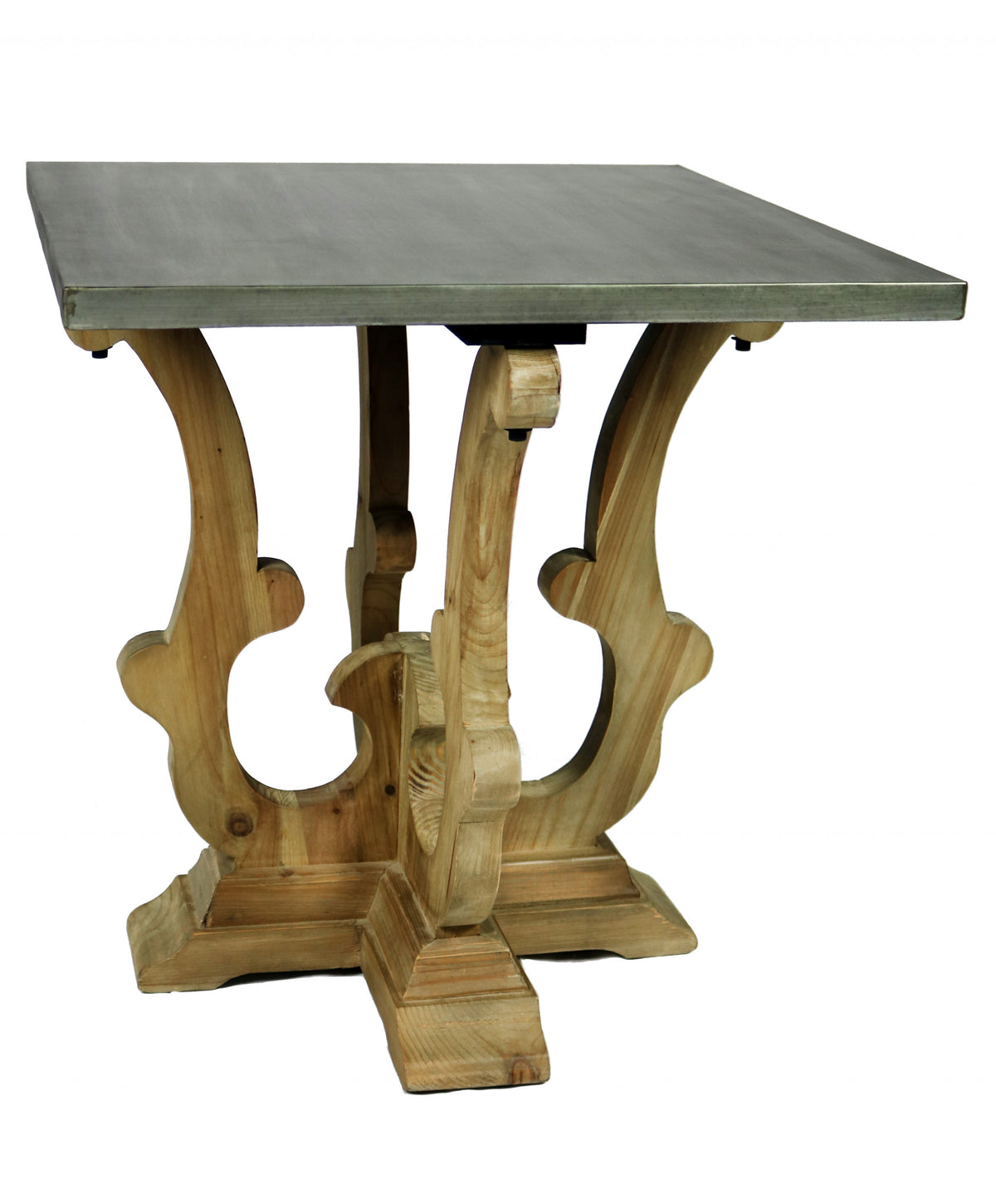 24" Natural Brown And Gray Metal And Solid Wood Square End Table By Homeroots | End Tables | Modishstore - 2