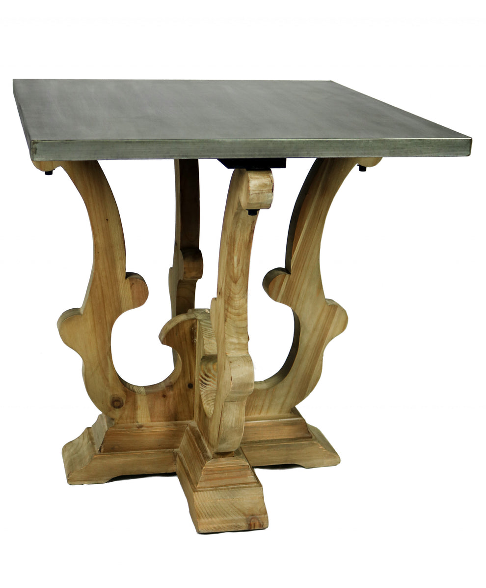 24" Natural Brown And Gray Metal And Solid Wood Square End Table By Homeroots | End Tables | Modishstore - 2