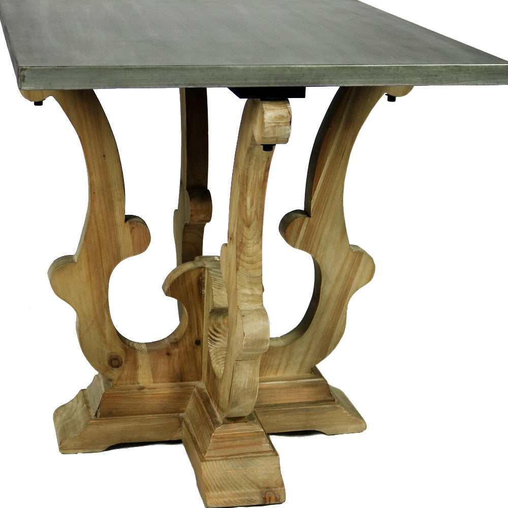 24" Natural Brown And Gray Metal And Solid Wood Square End Table By Homeroots | End Tables | Modishstore - 5