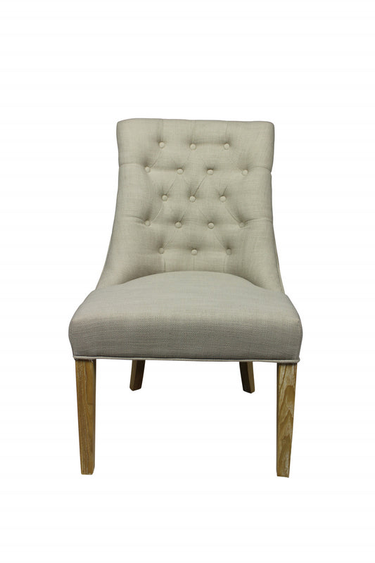 28" Taupe 100% Polyester And Natural Solid Color Side Chair By Homeroots