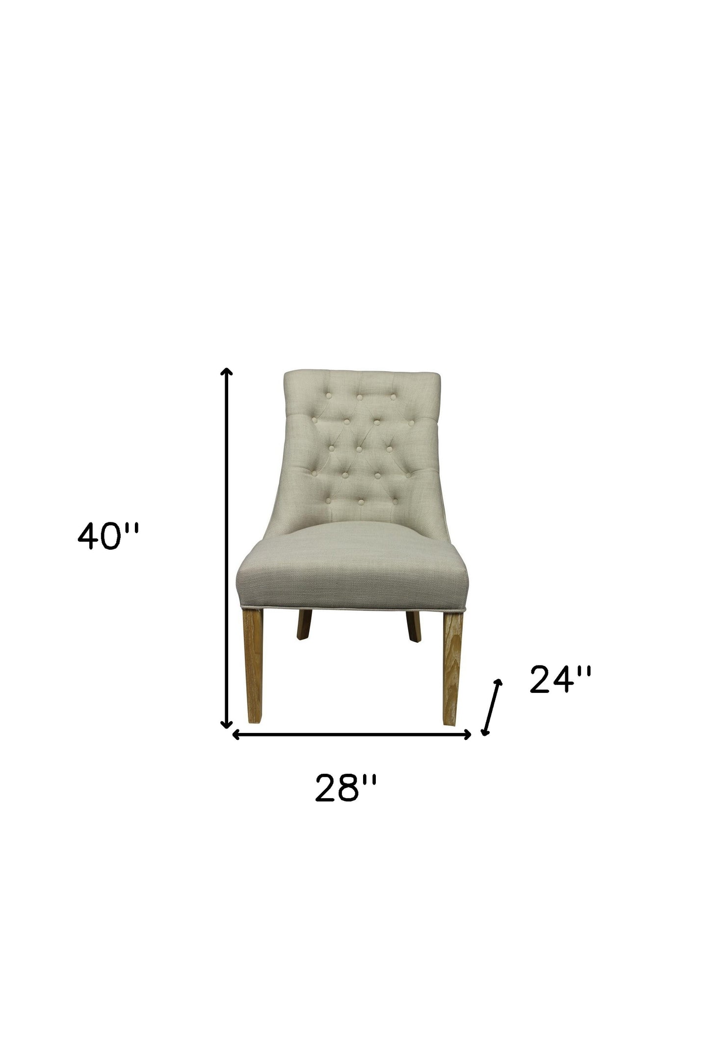 28" Taupe 100% Polyester And Natural Solid Color Side Chair By Homeroots | Armchairs | Modishstore - 5