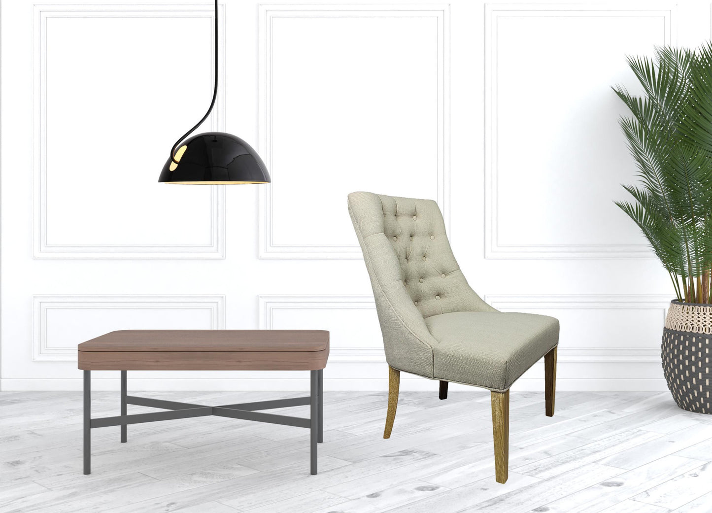 28" Taupe 100% Polyester And Natural Solid Color Side Chair By Homeroots | Armchairs | Modishstore - 3