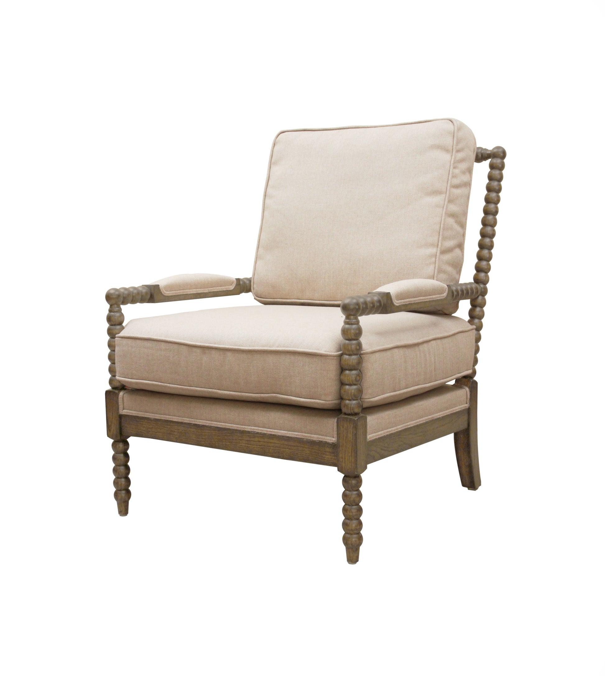 25" Ivory Cushion And Natural Beaded Arm Chair By Homeroots | Armchairs | Modishstore