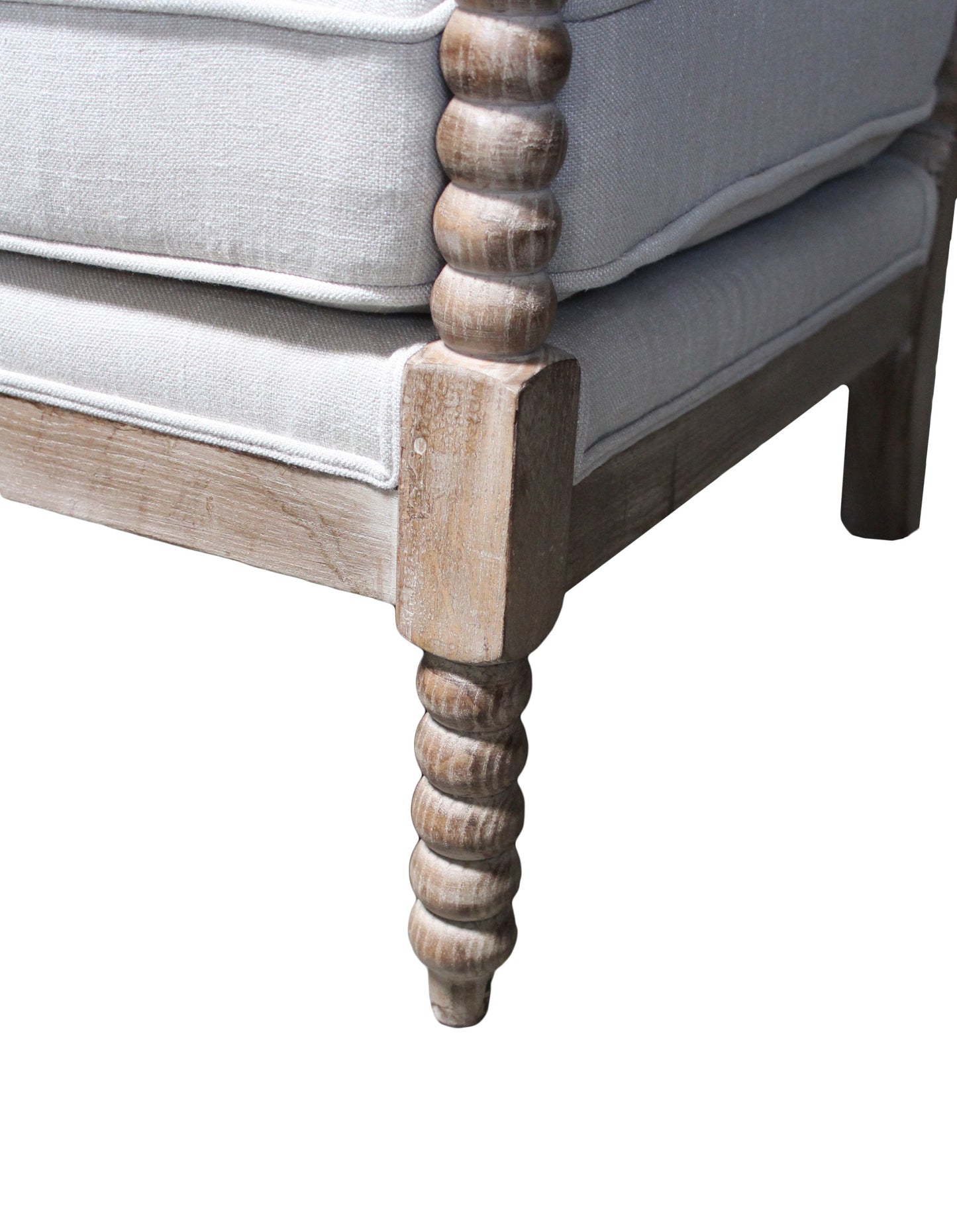 25" Ivory Cushion And Natural Beaded Arm Chair By Homeroots | Armchairs | Modishstore - 3