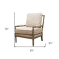 25" Ivory Cushion And Natural Beaded Arm Chair By Homeroots