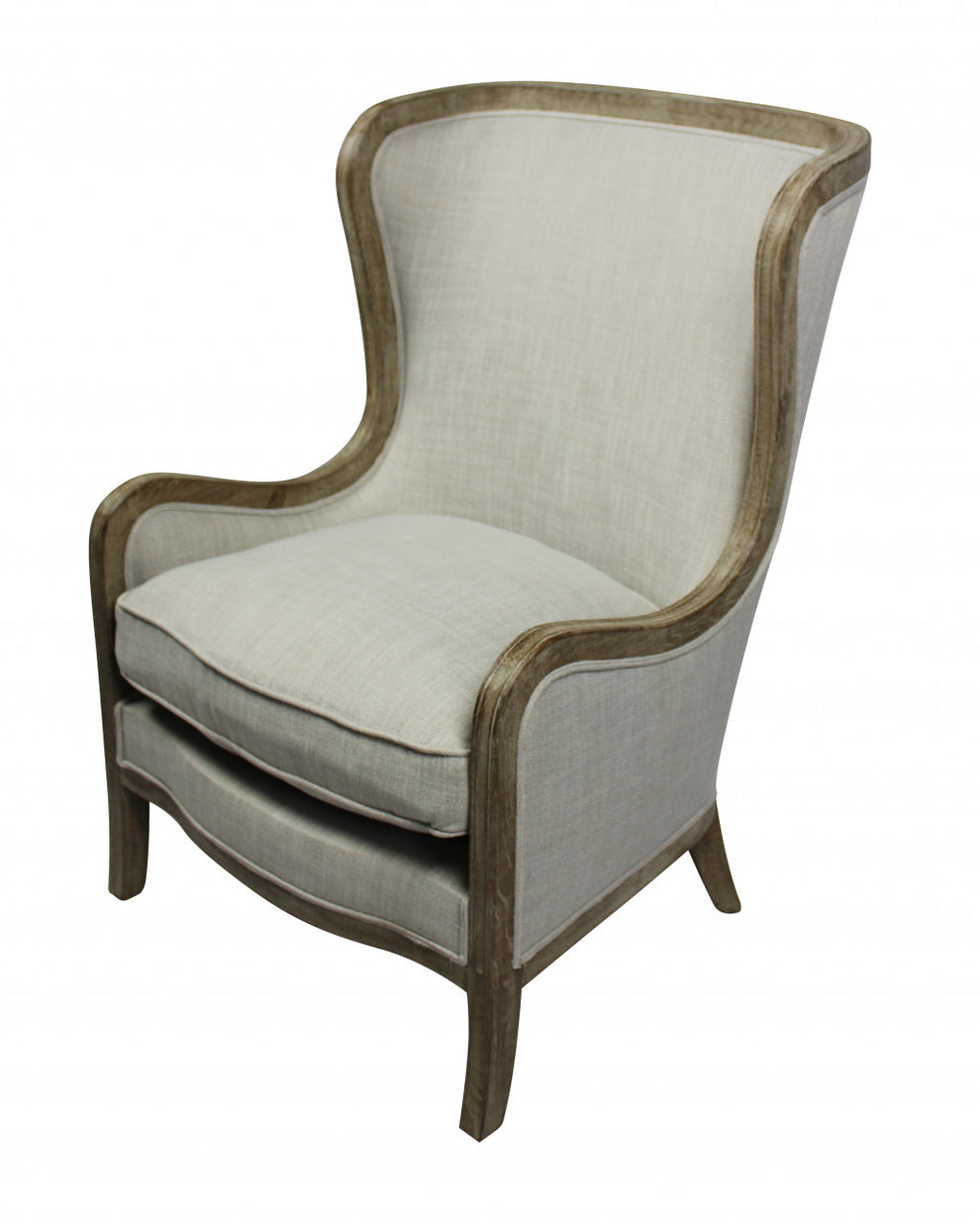 28" Ivory Taupe Linen Solid Color Lounge Chair By Homeroots | Armchairs | Modishstore - 2