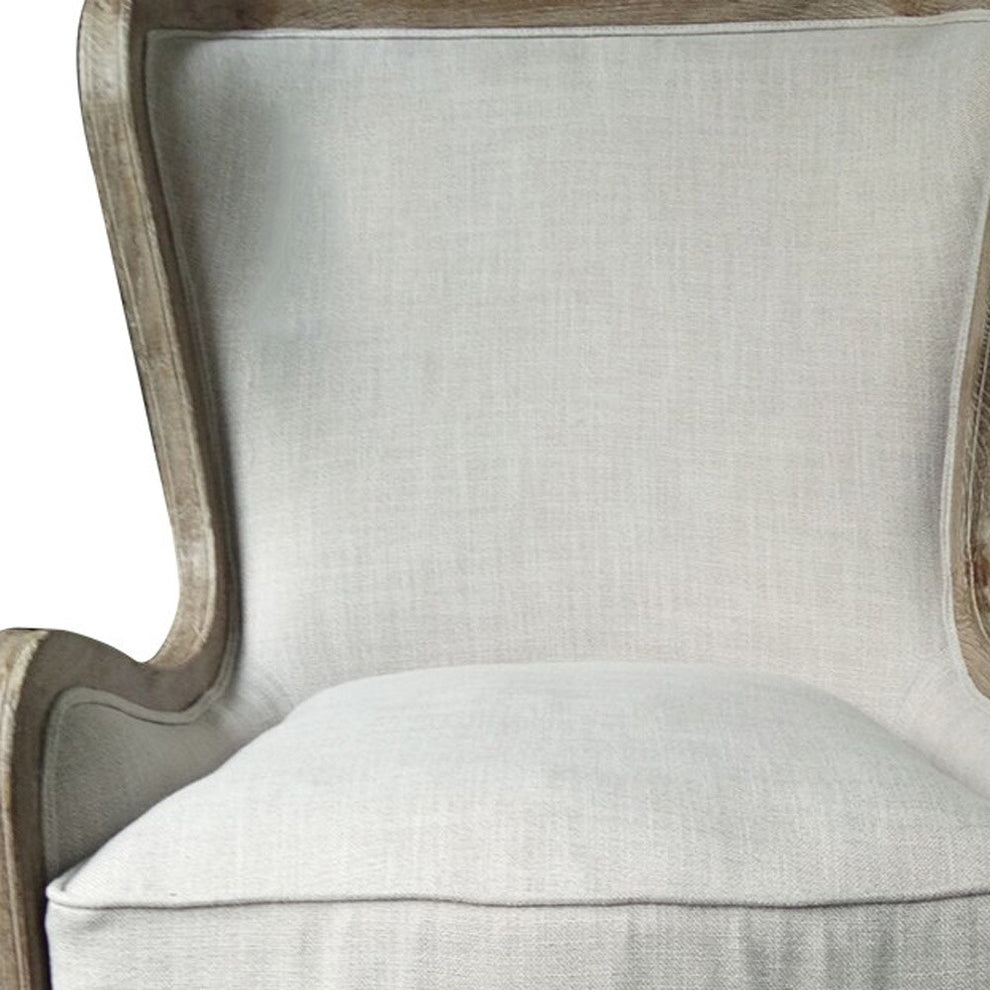 28" Ivory Taupe Linen Solid Color Lounge Chair By Homeroots | Armchairs | Modishstore - 4