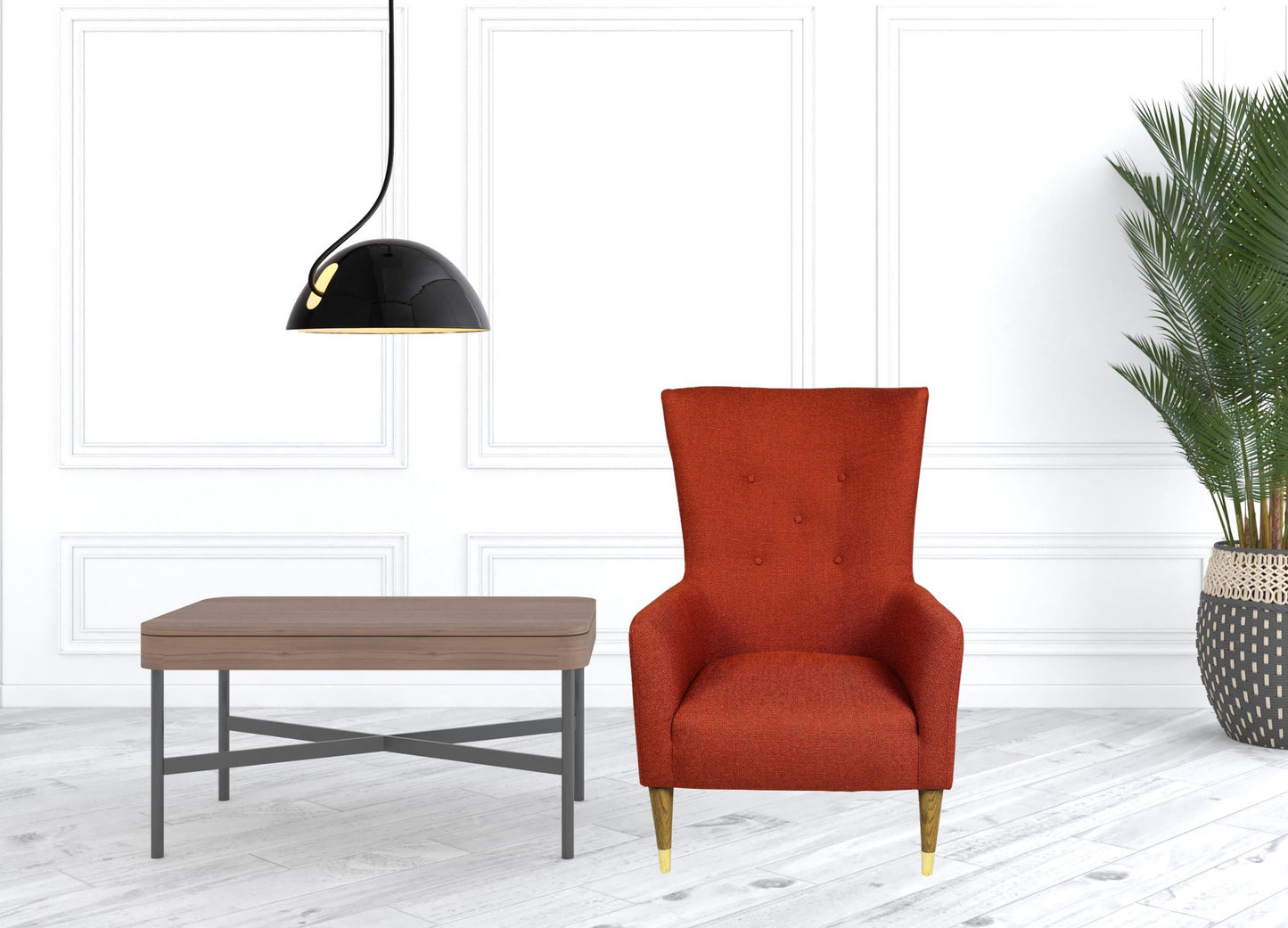28" Orange And Natural Solid Color Lounge Chair By Homeroots | Armchairs | Modishstore - 4