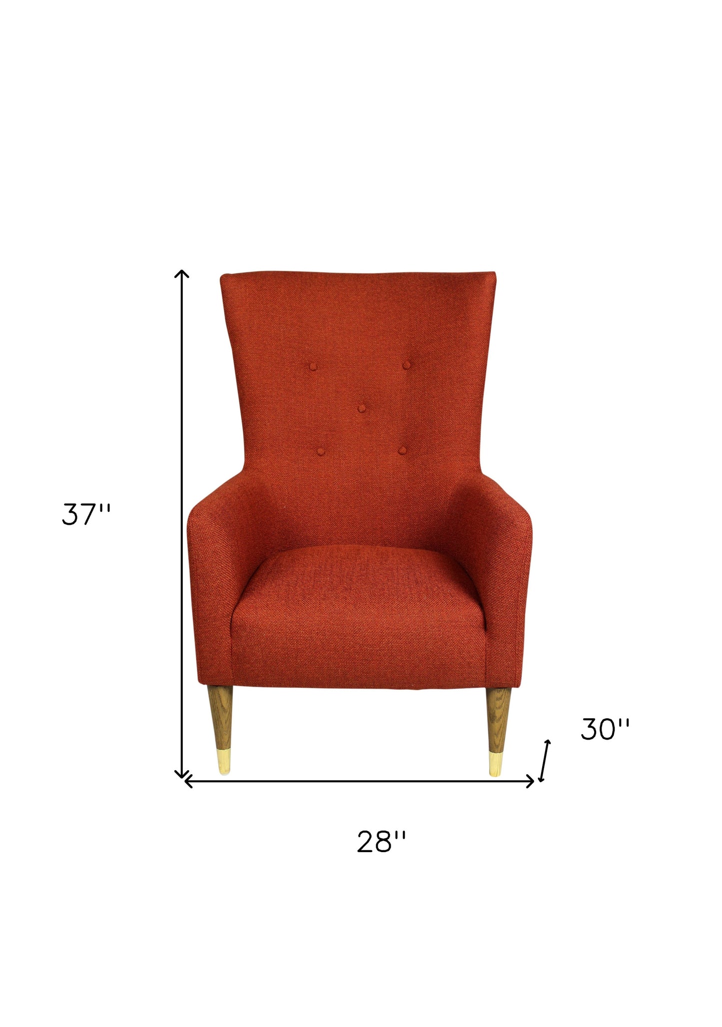 28" Orange And Natural Solid Color Lounge Chair By Homeroots | Armchairs | Modishstore - 6