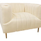 37" Ivory Velvet And Gold Solid Color Lounge Chair By Homeroots | Armchairs | Modishstore - 2