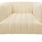 37" Ivory Velvet And Gold Solid Color Lounge Chair By Homeroots | Armchairs | Modishstore - 3