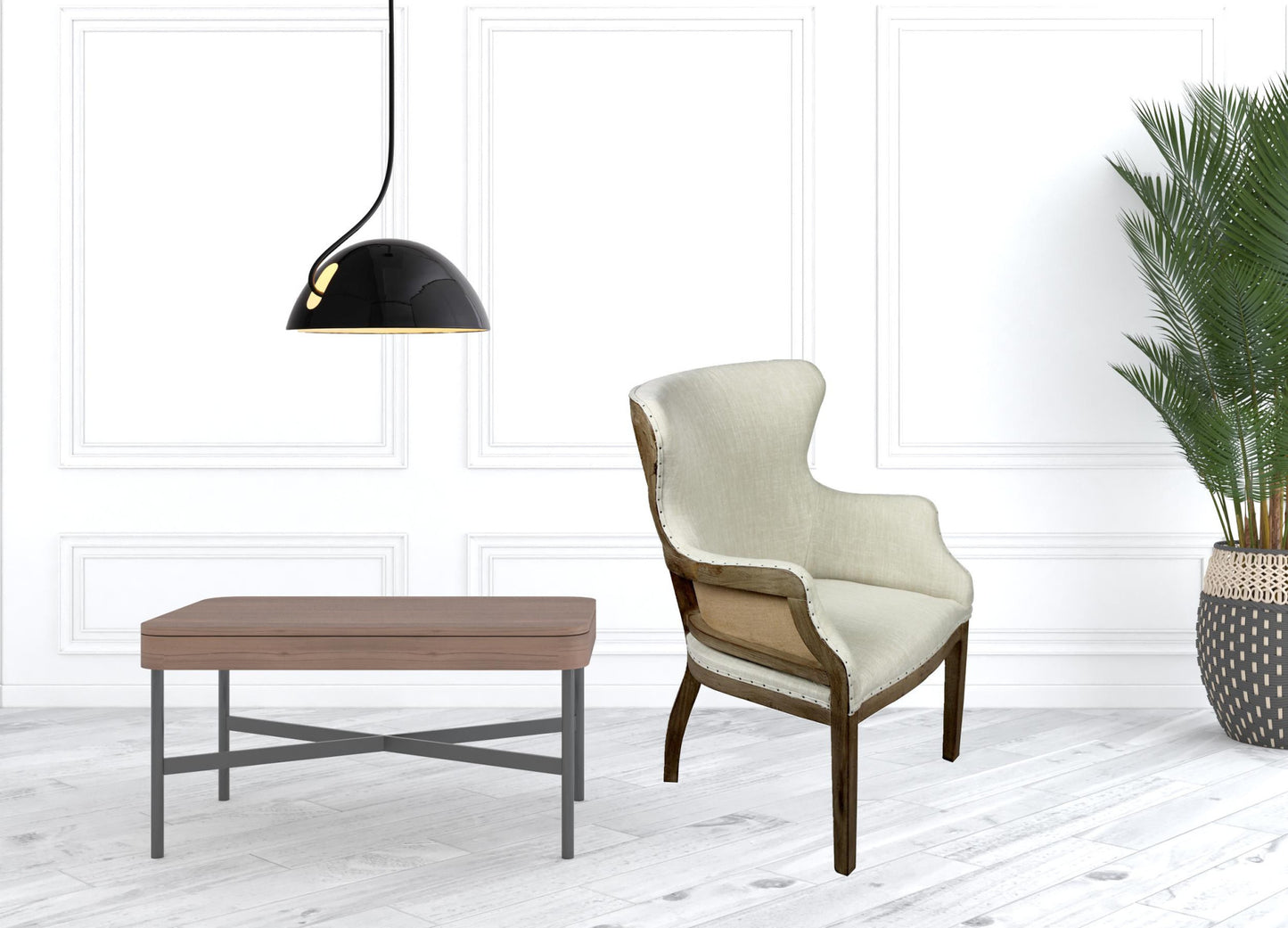 25" Natural Polyester Blend Solid Color Arm Chair By Homeroots | Armchairs | Modishstore - 4