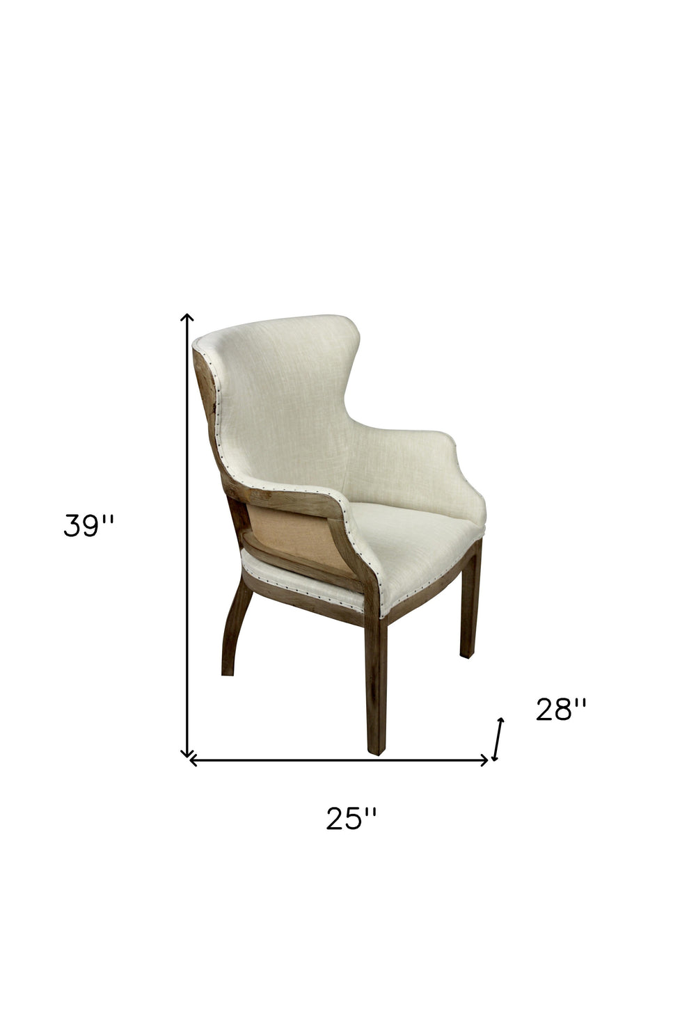 25" Natural Polyester Blend Solid Color Arm Chair By Homeroots | Armchairs | Modishstore - 6
