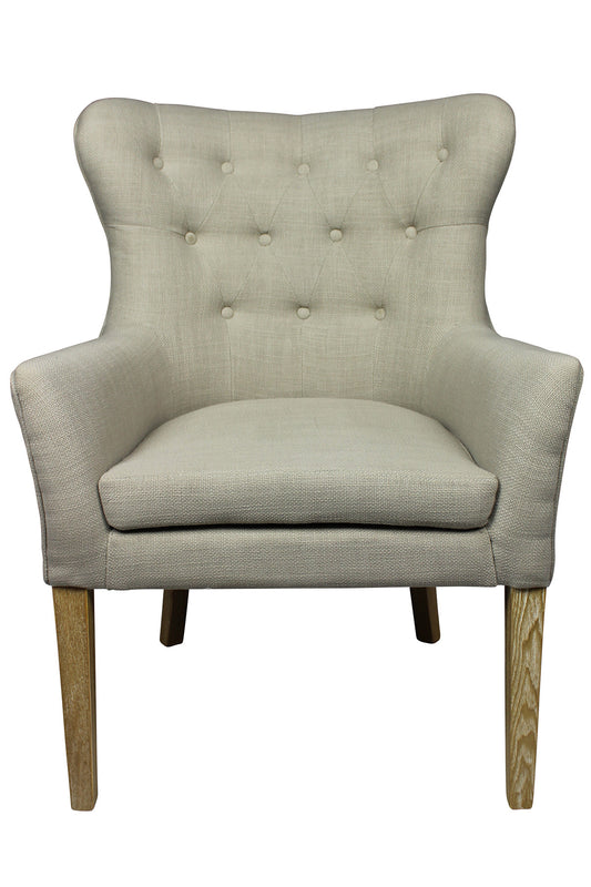 28" Taupe 100% Polyester And Natural Tufted Arm Chair By Homeroots