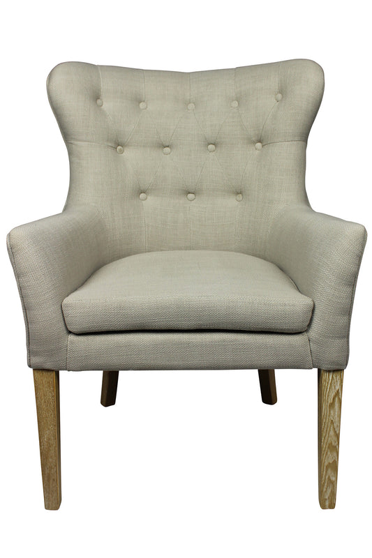 28" Taupe 100% Polyester And Natural Tufted Arm Chair By Homeroots | Armchairs | Modishstore