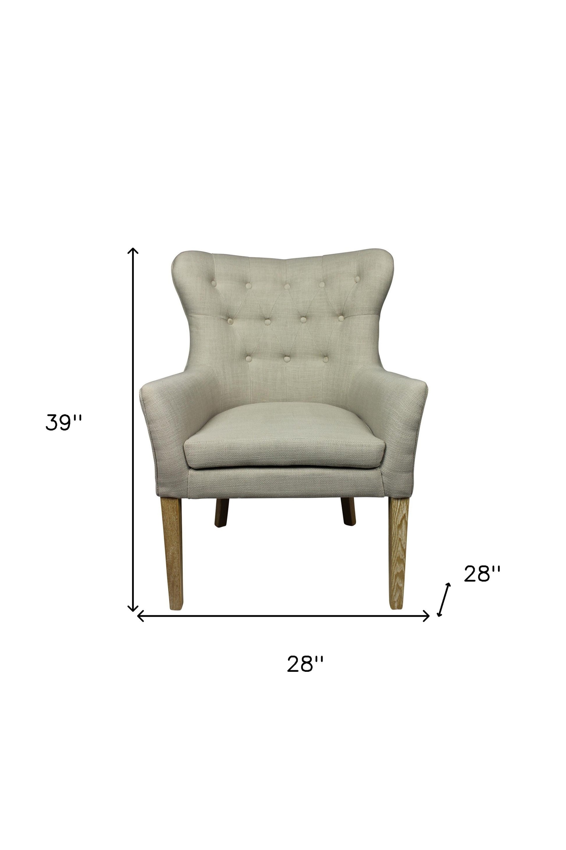 28" Taupe 100% Polyester And Natural Tufted Arm Chair By Homeroots | Armchairs | Modishstore - 5