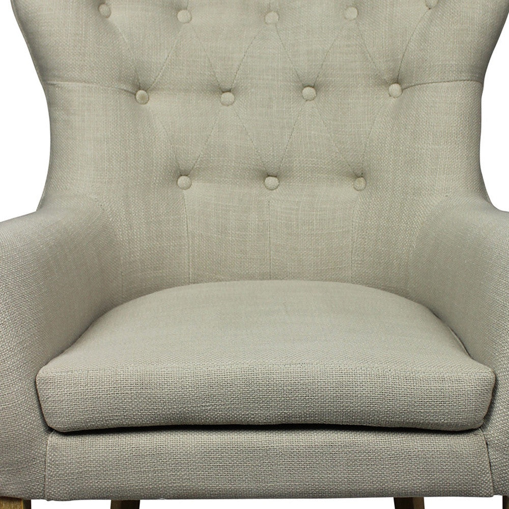 28" Taupe 100% Polyester And Natural Tufted Arm Chair By Homeroots | Armchairs | Modishstore - 4