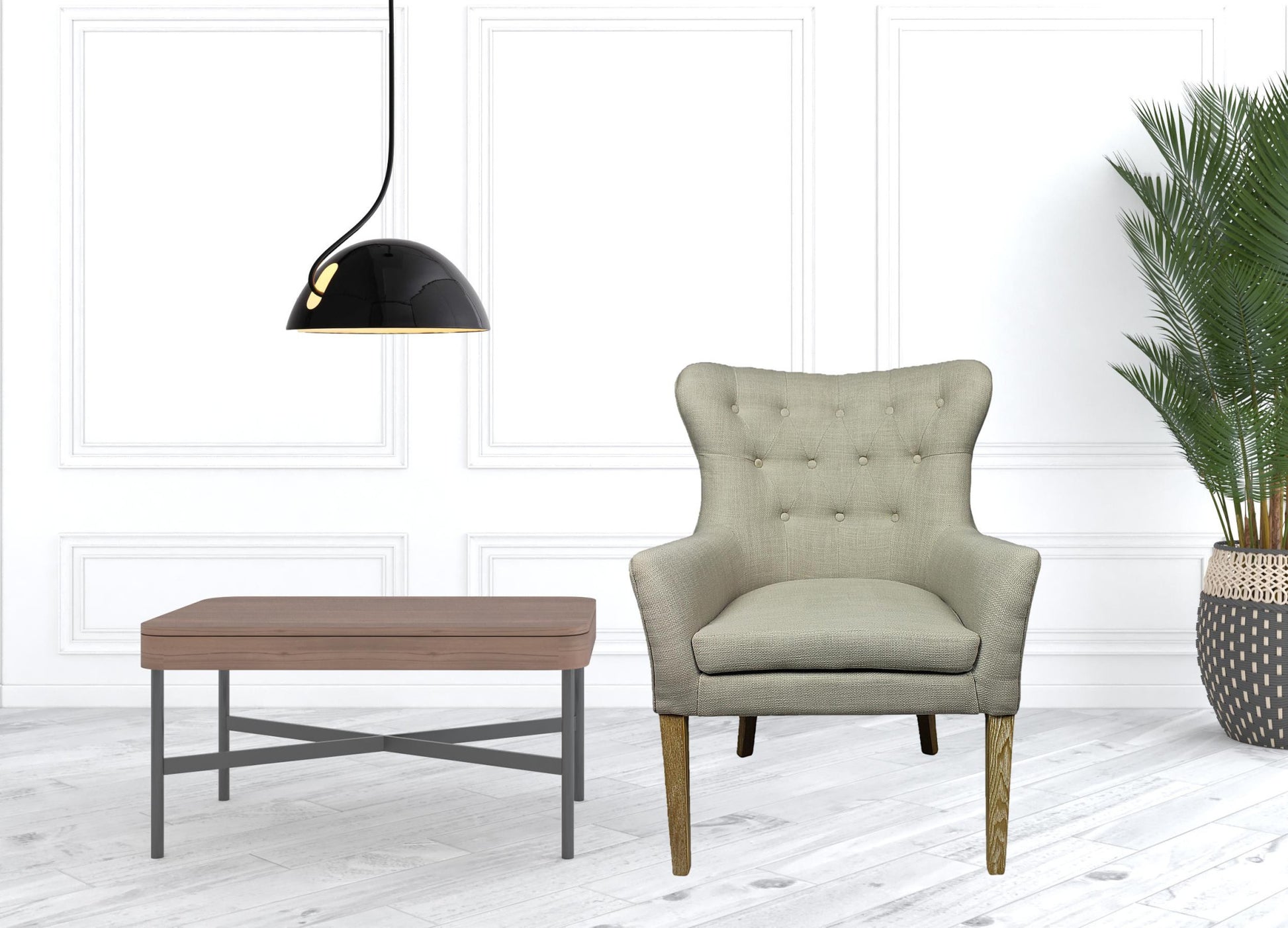 28" Taupe 100% Polyester And Natural Tufted Arm Chair By Homeroots | Armchairs | Modishstore - 3