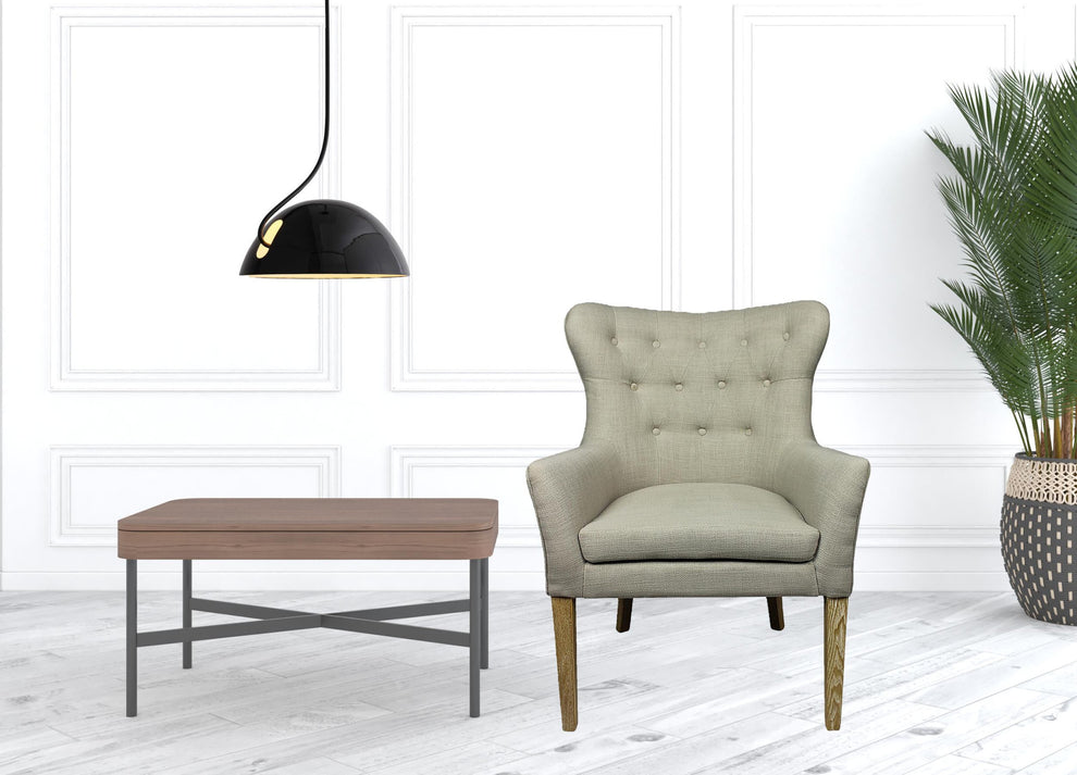 28" Taupe 100% Polyester And Natural Tufted Arm Chair By Homeroots | Armchairs | Modishstore - 3