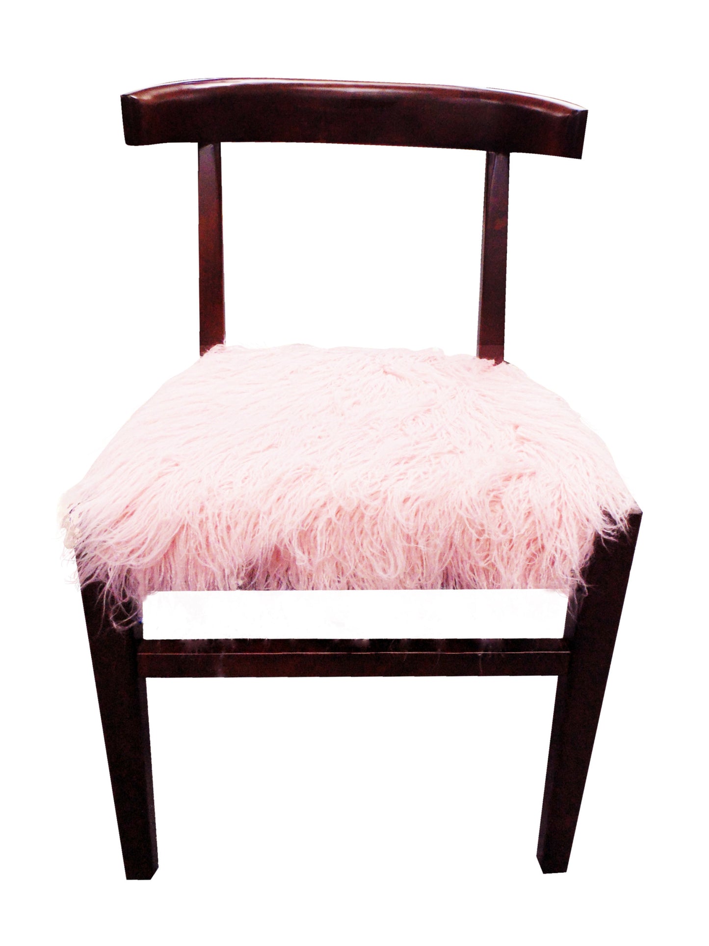 21" Blush Faux Fur And Dark Brown Solid Color Side Chair By Homeroots