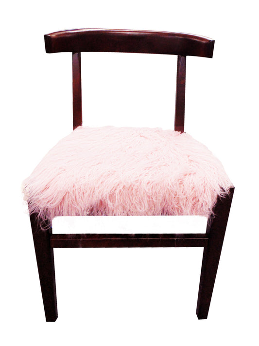 21" Blush Faux Fur And Dark Brown Solid Color Side Chair By Homeroots | Armchairs | Modishstore