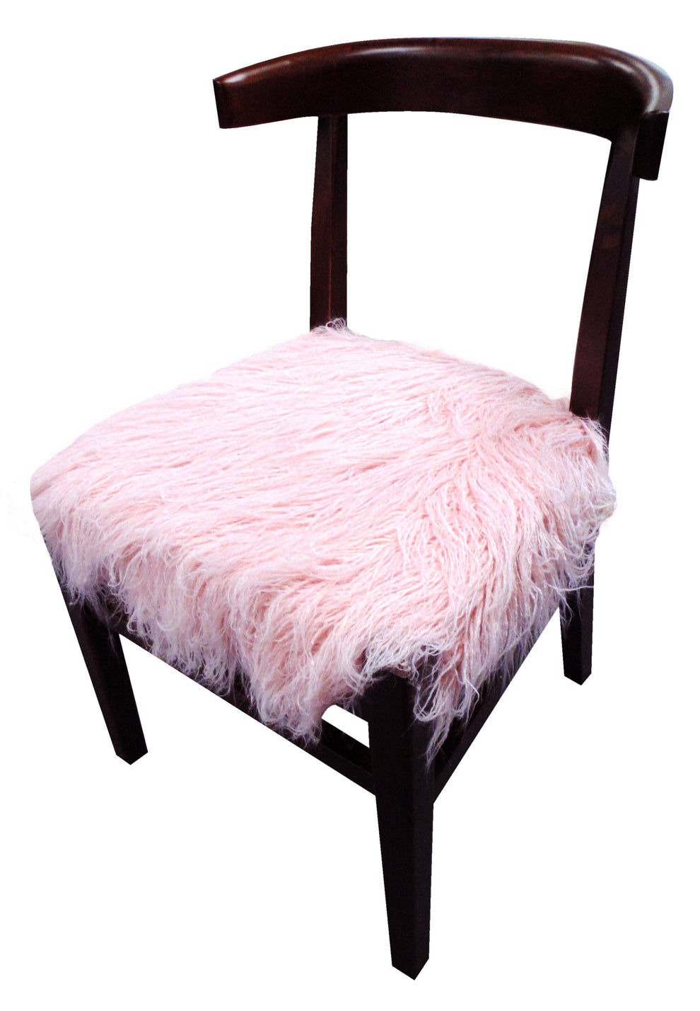 21" Blush Faux Fur And Dark Brown Solid Color Side Chair By Homeroots | Armchairs | Modishstore - 2