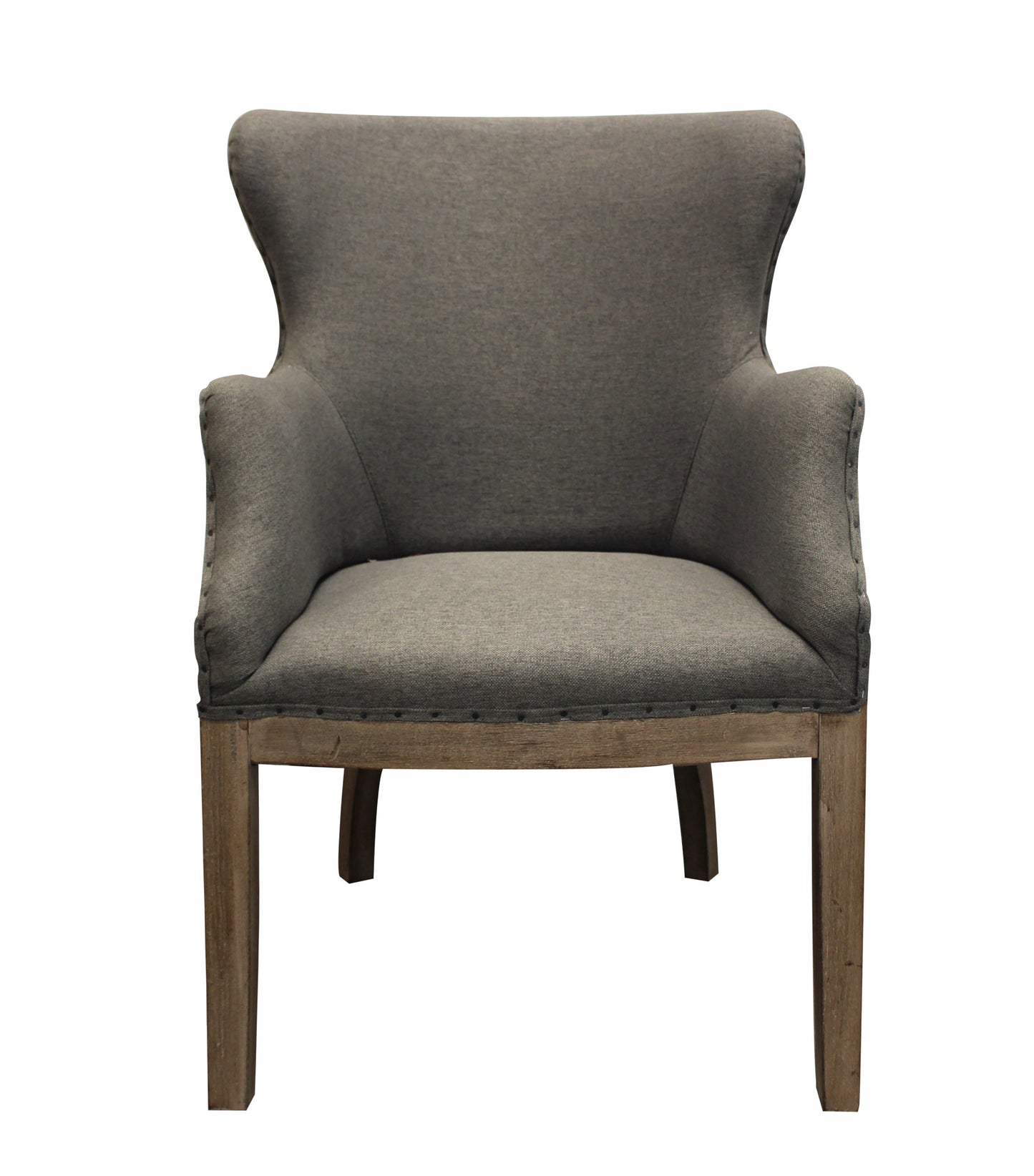 25" Gray Linen And Natural Solid Color Arm Chair By Homeroots