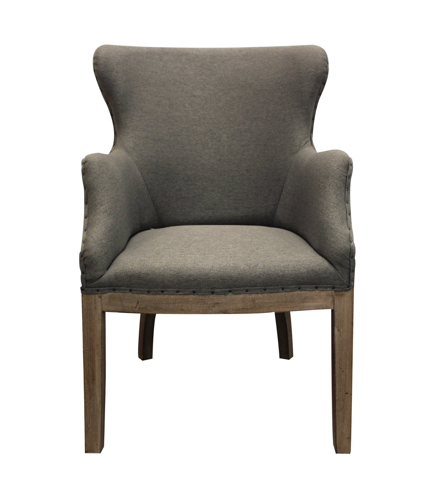 25" Gray Linen And Natural Solid Color Arm Chair By Homeroots | Armchairs | Modishstore
