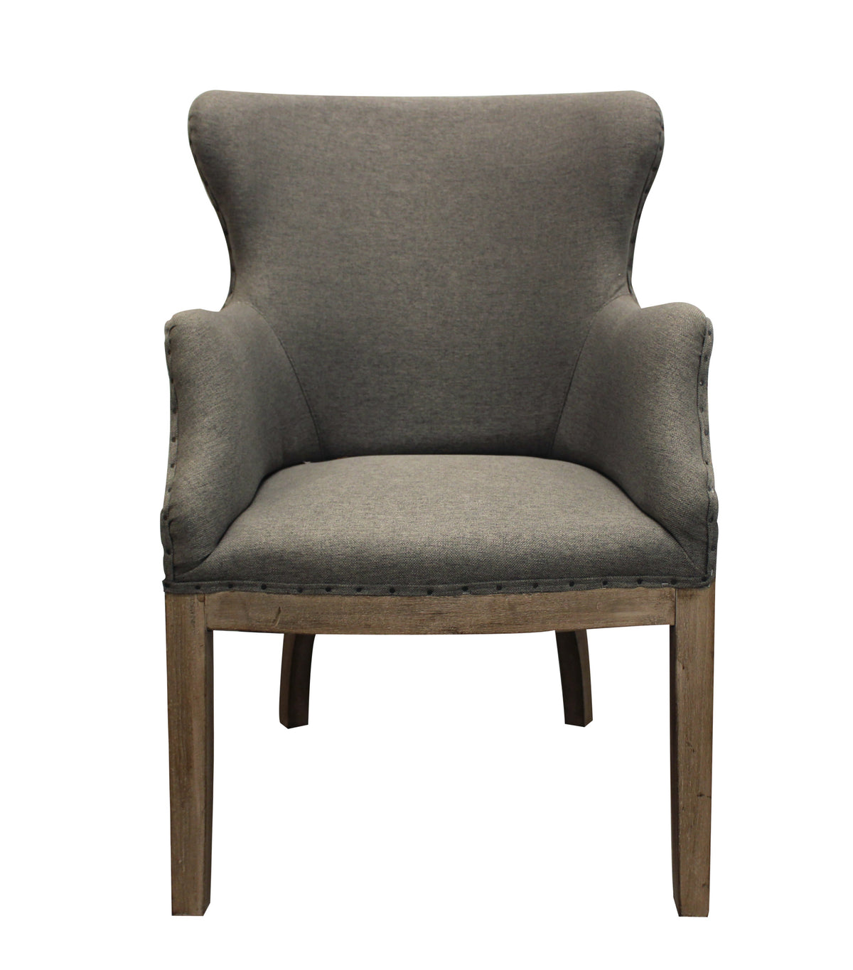 25" Gray Linen And Natural Solid Color Arm Chair By Homeroots | Armchairs | Modishstore
