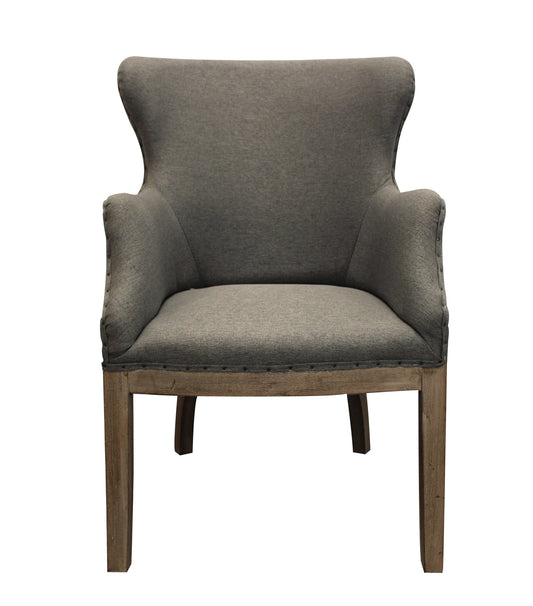 25" Gray Linen And Natural Solid Color Arm Chair By Homeroots | Armchairs | Modishstore
