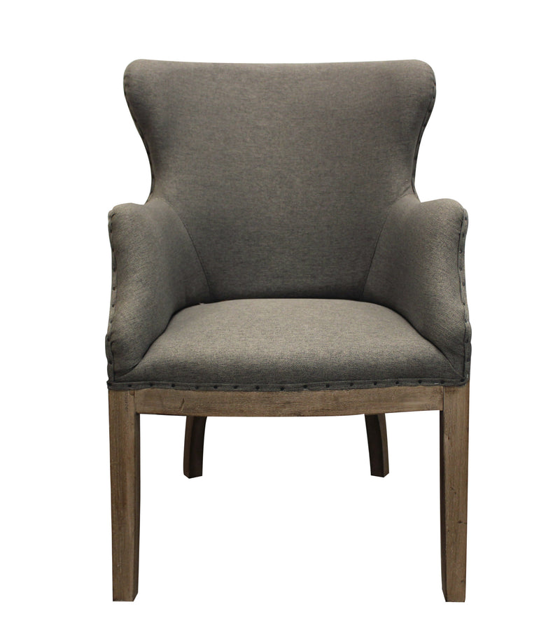 25" Gray Linen And Natural Solid Color Arm Chair By Homeroots | Armchairs | Modishstore