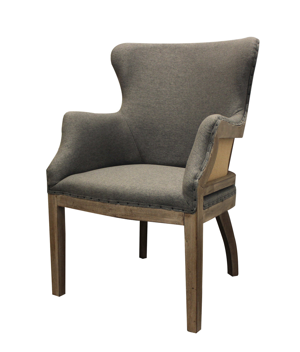 25" Gray Linen And Natural Solid Color Arm Chair By Homeroots | Armchairs | Modishstore - 2