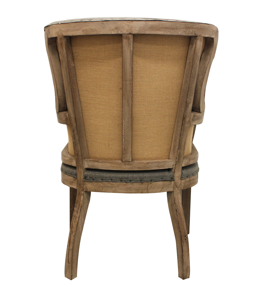25" Gray Linen And Natural Solid Color Arm Chair By Homeroots | Armchairs | Modishstore - 4