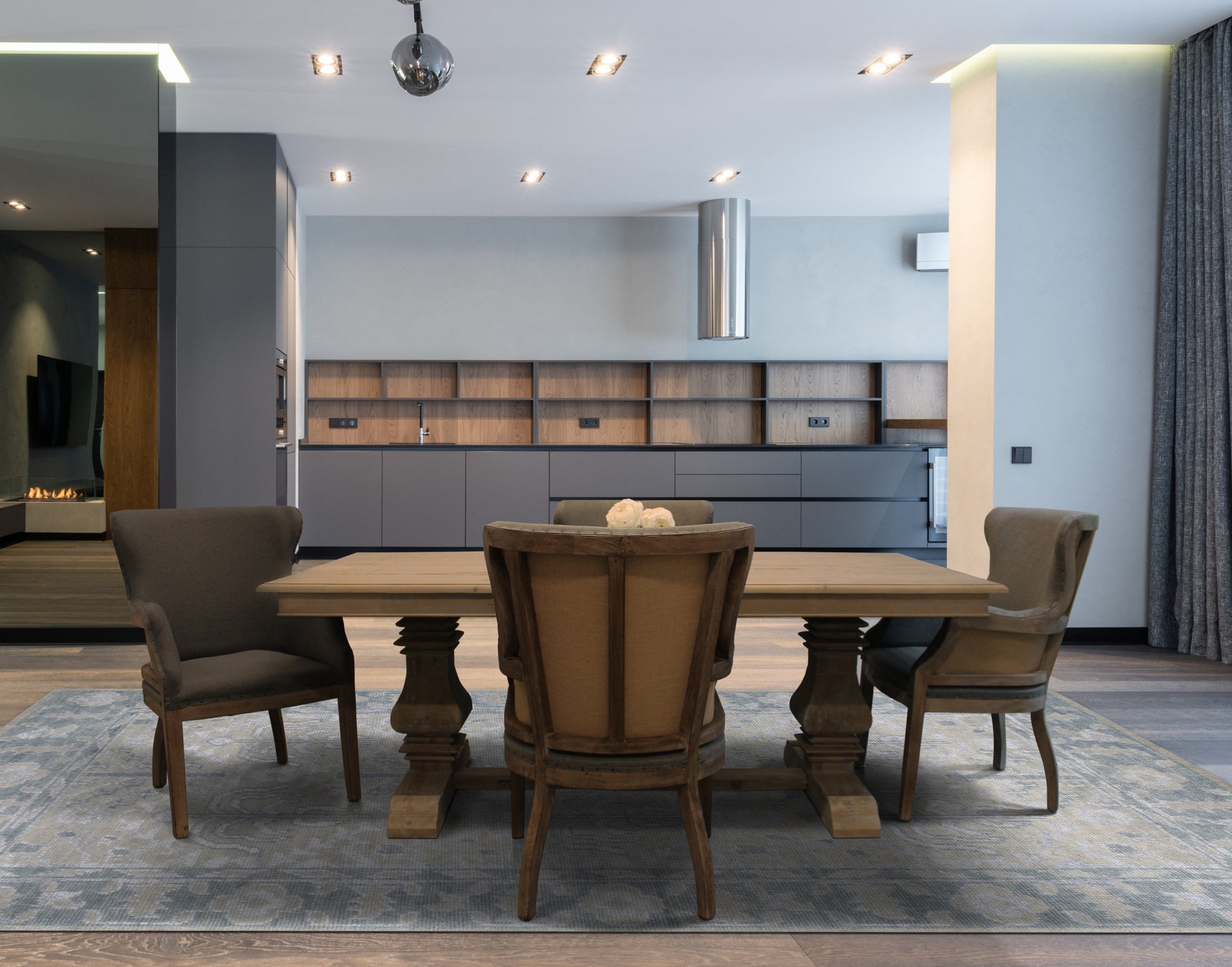 25" Gray Linen And Natural Solid Color Arm Chair By Homeroots | Armchairs | Modishstore - 6