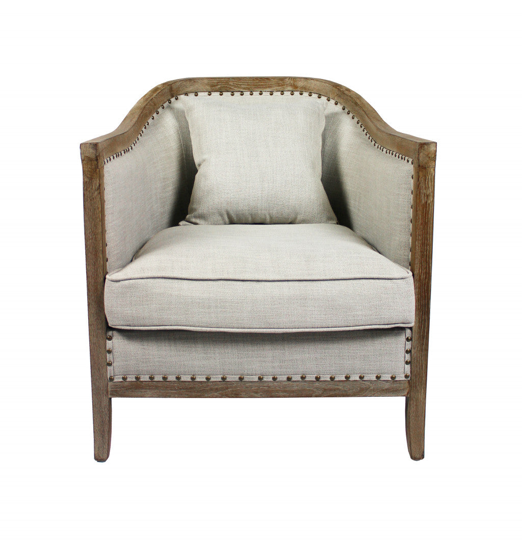 32" Natural Linen Solid Color Lounge Chair By Homeroots | Armchairs | Modishstore
